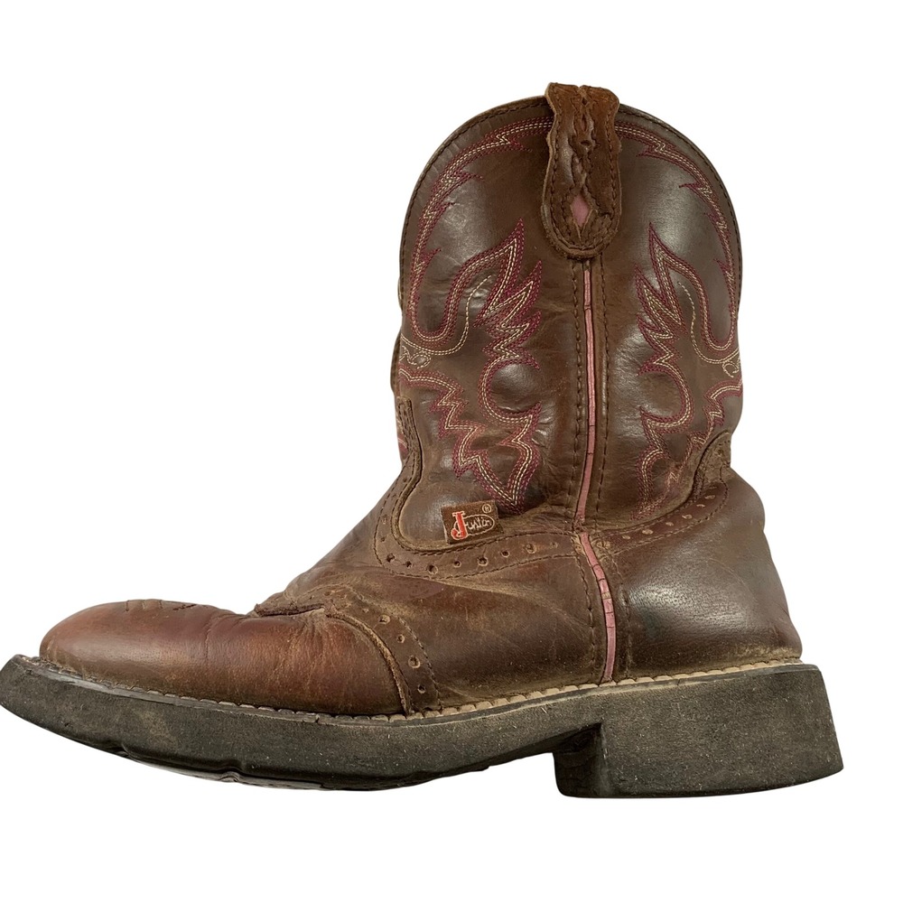Justin Gypsy Gemma Women's 7.5 Cowgirl Boots Aged Bark Purple‎ Accents - Picture 2 of 6